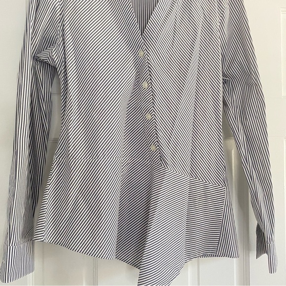 DKNY Asymmetrical Navy and White Button Down Shirt - Picture 3 of 5
